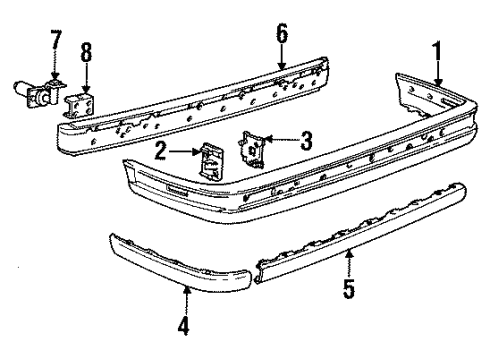 1992 BMW 318i Rear Bumper Bracket Rear Diagram for 51121965859