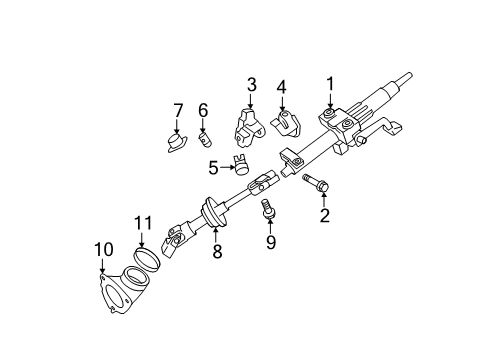 2009 Toyota Camry Ignition Lock Column Assembly Clamp Diagram for 45271-33050