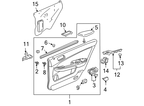 2005 Honda Accord Rear Door Handle Assembly, Left Rear Door Inside (Taupe) Diagram for 72660-SDA-A02ZB
