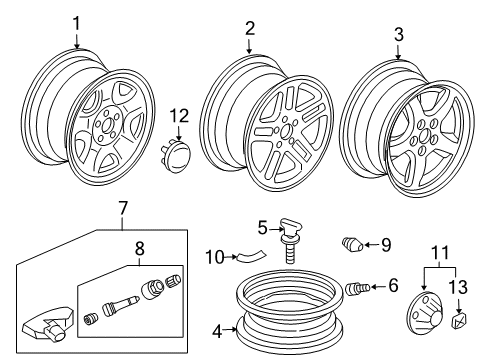 2004 Honda Pilot Wheels, Covers & Trim Cap, Wheel Center Diagram for 44732-S9V-A23