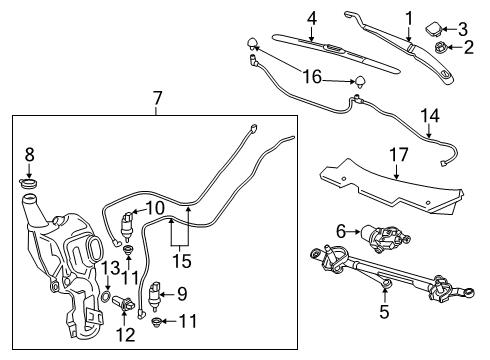 2021 Cadillac XT6 Wipers Wiper Arm Diagram for 84300512