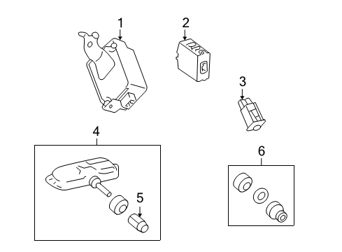 2012 Lexus HS250h Tire Pressure Monitoring Valve Sub-Assembly, Tire Diagram for 42607-75011