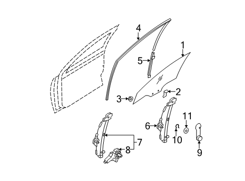 2010 Hyundai Accent Front Door Channel Assembly-Front Door Rear, R Diagram for 82560-1E000