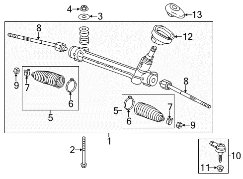 2015 Chevrolet Sonic Steering Column & Wheel, Steering Gear & Linkage Outer Tie Rod Diagram for 95952936