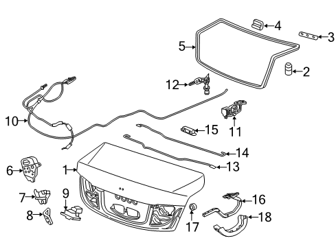 2013 Acura ILX Trunk Lid Opener Assembly, Trunk & Fuel Lid (Premium Black) Diagram for 74882-TR0-A01ZF