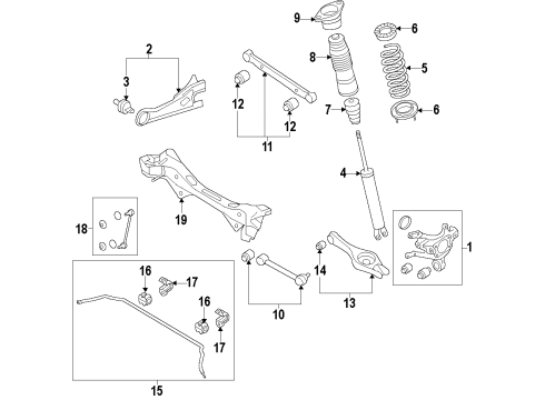 2011 Hyundai Elantra Rear Suspension Components, Lower Control Arm, Upper Control Arm, Stabilizer Bar Bushing Diagram for 551181D000