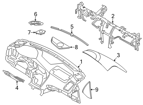 2015 Kia Optima Cluster & Switches, Instrument Panel Cover Assembly-Crash Pad Side Diagram for 847654C00087