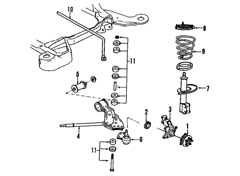 1993 Cadillac Allante Front Suspension Components, Lower Control Arm, Ride Control, Stabilizer Bar Front Lower Control Arm Assembly *Blue Diagram for 3526208