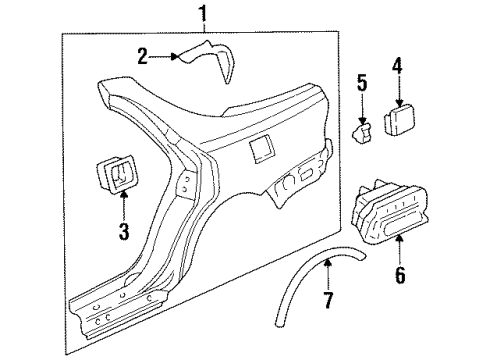 1995 Acura TL Quarter Panel & Components, Exterior Trim Adapter, Fuel Cap Diagram for 63915-SW5-300ZZ