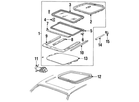 1995 Cadillac Fleetwood Sunroof Actuator Asm-Sun Roof Diagram for 3525214