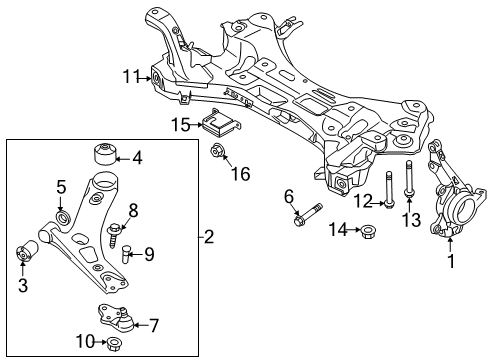2011 Kia Sportage Front Suspension Components, Lower Control Arm, Stabilizer Bar Bolt Diagram for 62492-2E100