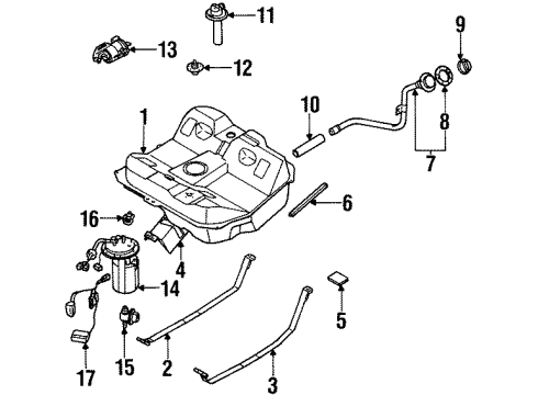 1998 Kia Sephia Filters Strap-Fuel Tank Diagram for 0K2AA42710