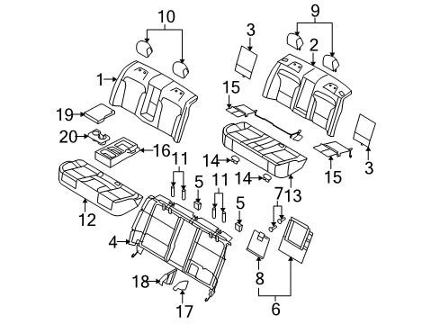 2012 Lincoln MKS Heated Seats Seat Base Bracket Diagram for 5F9Z-54624A14-AA