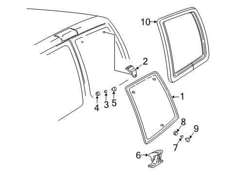 2007 GMC Savana 2500 Back Door - Glass & Hardware Weatherstrip Diagram for 22888211