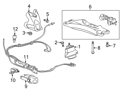 2017 Cadillac ATS Engine & Trans Mounting Mount Bracket Diagram for 22862293