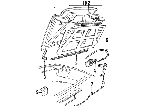 1990 Ford Probe Hood & Components Hood Diagram for F22Z16612A