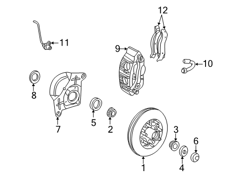 2002 Lincoln Blackwood Brake Components Caliper Assembly Diagram for 6L3Z-2B121-D