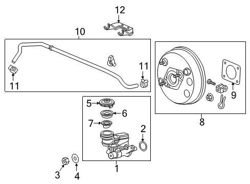 2016 Honda Fit Dash Panel Components Master Cylinder Assembly Diagram for 46100-T5R-A11