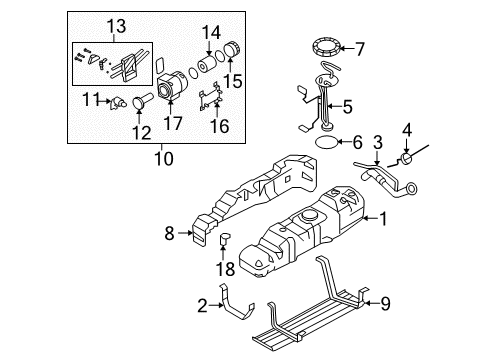 2010 Ford F-350 Super Duty Fuel System Components Filter Element Bracket Diagram for 3C3Z-9A335-AA