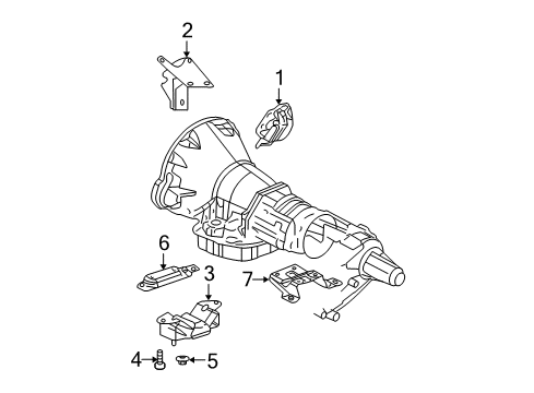 2004 Dodge Ram 2500 Engine & Trans Mounting Bracket-Transmission Mount Diagram for 52021129AA