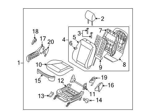 2010 Hyundai Santa Fe Heated Seats Covering-Front Seat Cushion Passenge Diagram for 88260-0W600-MKT