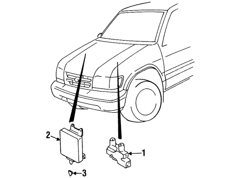 1997 Kia Sportage ABS Components Valve-Rear, Abs Diagram for 0K01143780