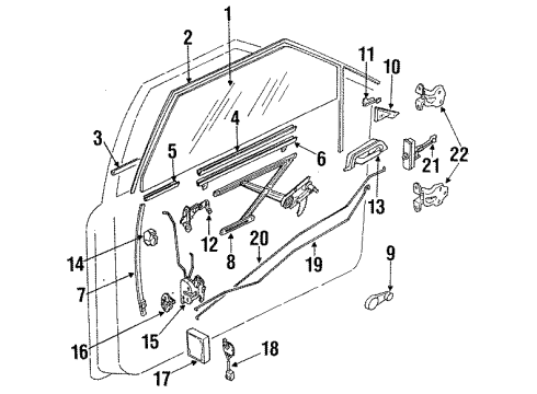 1991 Isuzu Impulse Glass - Door Escutcheon, Handle Diagram for 8-94220-668-1