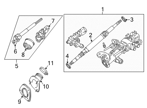 2006 Lexus RX400h Steering Column & Wheel, Steering Gear & Linkage Column Assy, Steering Diagram for 45250-48100