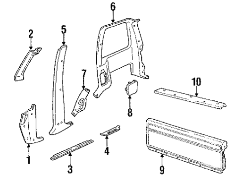 1993 Chevrolet S10 Blazer Interior Trim Molding-Front Side Door Lock Pillar Garnish Diagram for 15629869