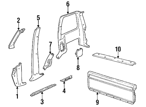 1993 Chevrolet S10 Blazer Interior Trim Molding-Front Side Door Lock Pillar Garnish *Tbconv Diagram for 15669404