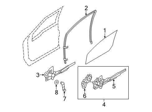 2011 Ford F-350 Super Duty Front Door - Glass & Hardware Run Channel Diagram for CC3Z-2521596-B