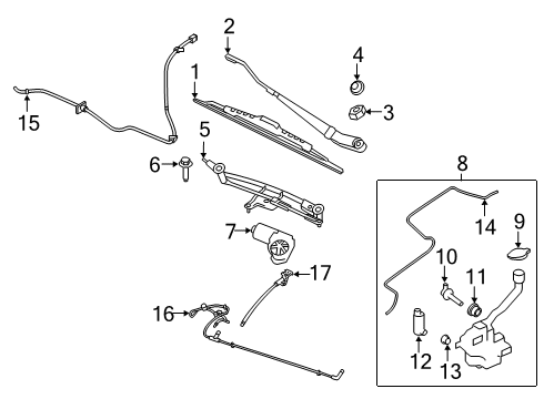 2018 Lincoln MKT Wiper & Washer Components Reservoir Assembly Diagram for DA8Z-17618-C