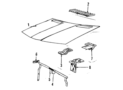 1985 BMW 635CSi Hood & Components Engine Hood Mechanism Diagram for 51231920731