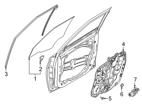 2020 Hyundai Venue Front Door - Glass & Hardware Glass Assembly-Front Door, LH Diagram for 82410-K2000