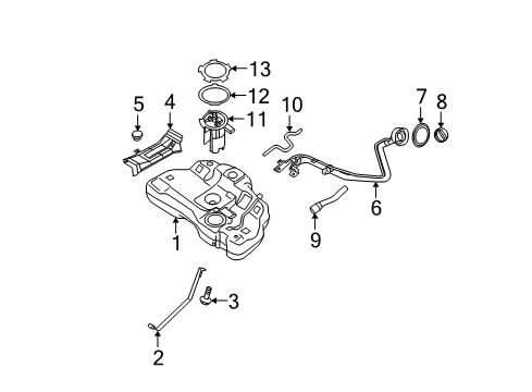 2006 Nissan Quest Fuel Supply Band Assy-Fuel Tank Mounting Diagram for 17406-8J000