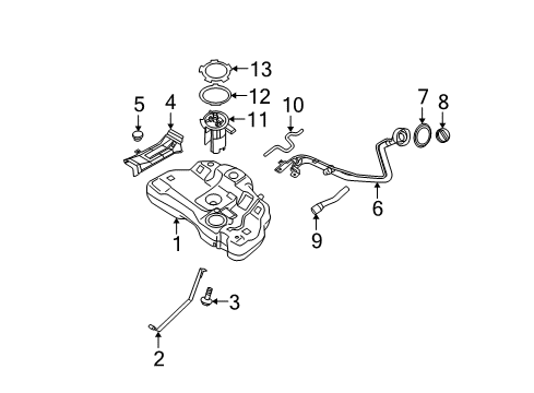 2006 Nissan Quest Fuel Supply Tube Assy-Filler Diagram for 17221-CK000