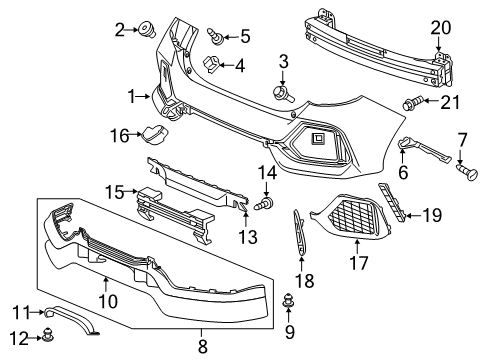 2019 Honda Civic Rear Bumper Garn R, RR. Bumper Side Diagram for 71503-TGH-A00