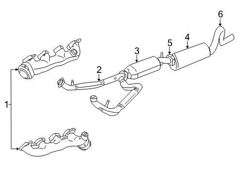 1997 Ford E-350 Econoline Club Wagon Exhaust Components, Exhaust Manifold Tail Pipe Extension Diagram for F5UZ5F238AB