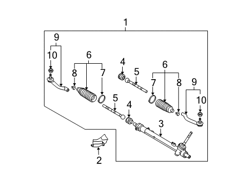 2013 Nissan Rogue Steering Column & Wheel, Steering Gear & Linkage Socket Kit-Tie Rod, Inner Diagram for D8521-JD00B