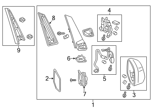 2012 Honda Odyssey Outside Mirrors Mirror Sub-Assembly, Passenger Side Diagram for 76203-TK8-A01