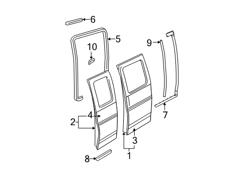 2006 Chevrolet Express 3500 Side Loading Door - Door & Components Lower Weatherstrip Diagram for 25821989