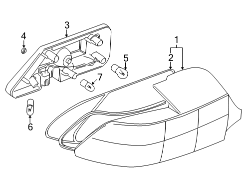 2001 BMW Z3 Tail Lamps Left Bulb Carrier For White Turn Indicator Diagram for 63212695119