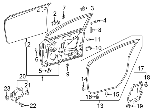 2020 Toyota Corolla Front Door Door Shell Diagram for 67002-02460