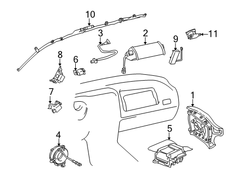 2004 Toyota RAV4 Air Bag Components Center Sensor Diagram for 89170-42140