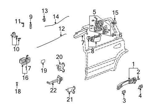 2003 Honda CR-V Back Door Lock Assembly, Tailgate Diagram for 74800-S9A-J01