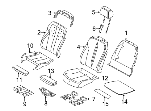 2015 BMW 650i Front Seat Components Foam Part, Comfort A/C Active Seat, Left Diagram for 52107308039