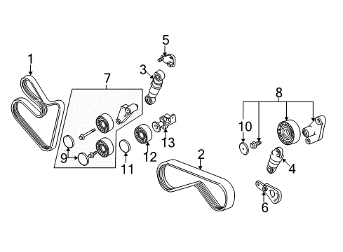 2003 BMW X5 Belts & Pulleys Console Diagram for 11287500559