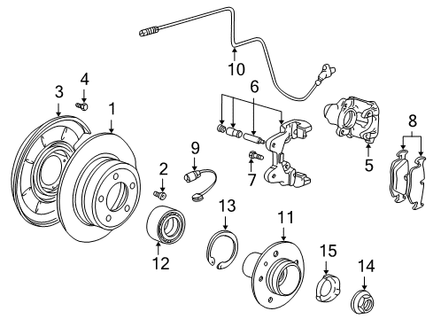 2000 BMW Z3 Rear Brakes Brake Caliper Right Diagram for 34212228444