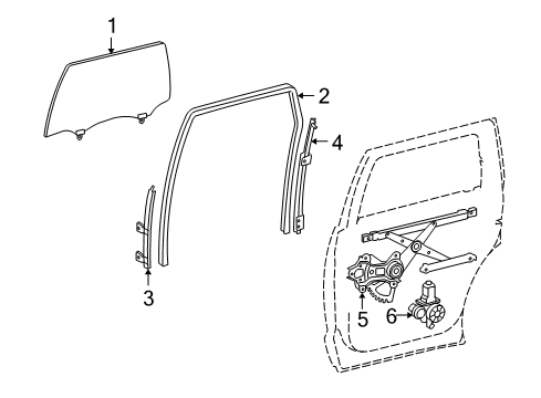 2009 Toyota Sequoia Rear Door Glass Run Diagram for 68142-0C050