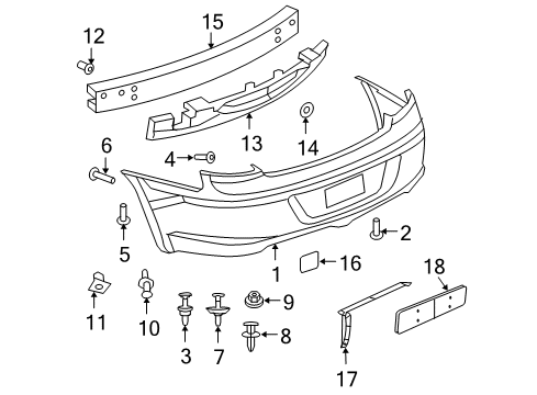 2008 Chrysler Sebring Rear Bumper Rivet Diagram for 6504710
